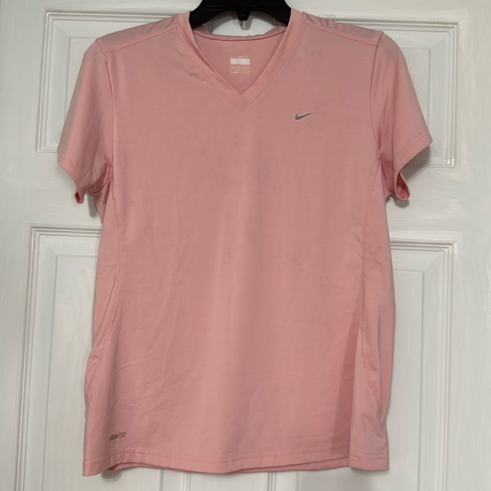 Nike FitDry , Salmon Pink, V-Neck Tee, Medium